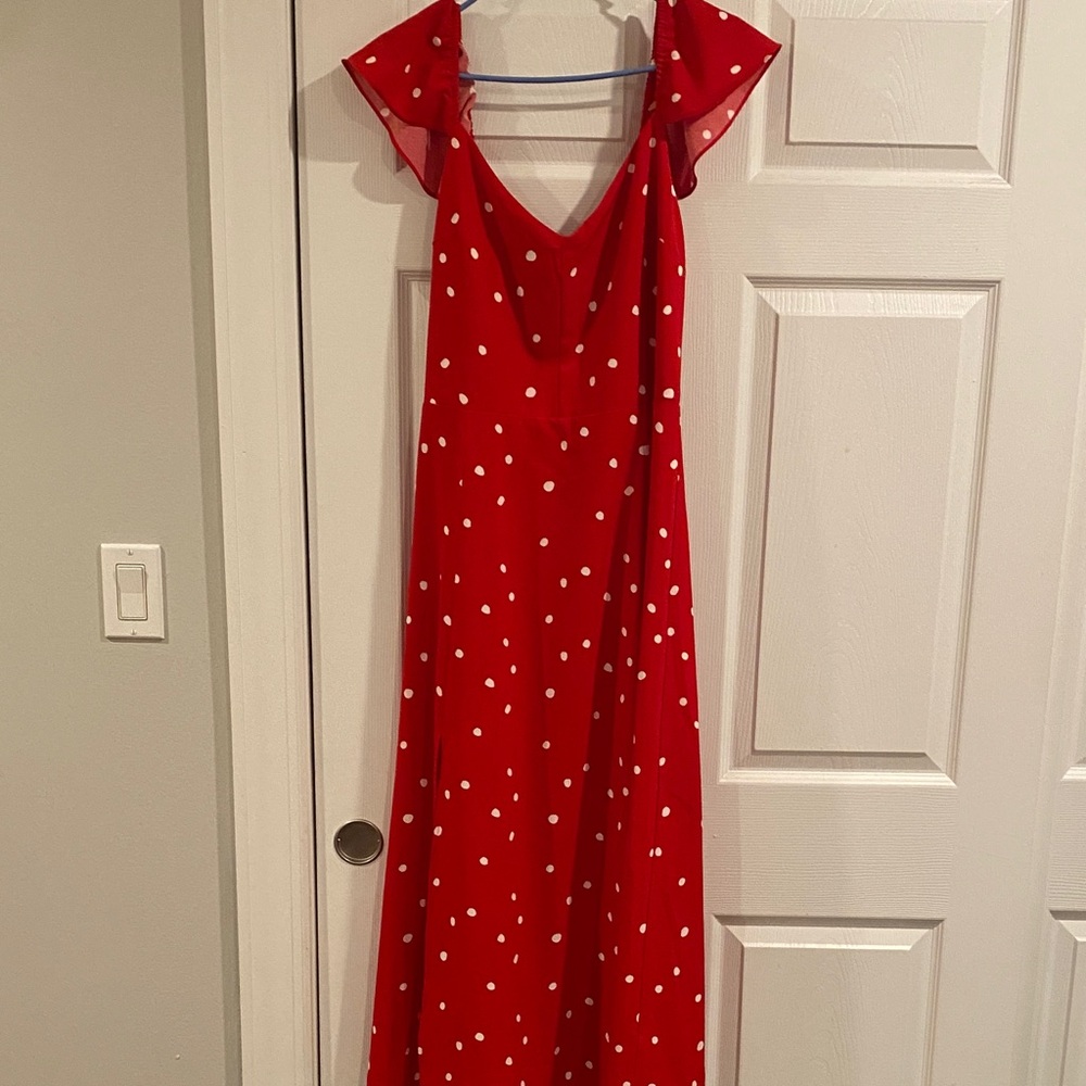 Elegant Red Polka Dot Dress